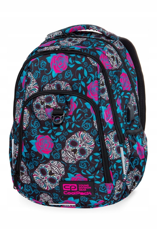 Dvojkomorový školský batoh CoolPack Strike L 27L, Skull&Roses